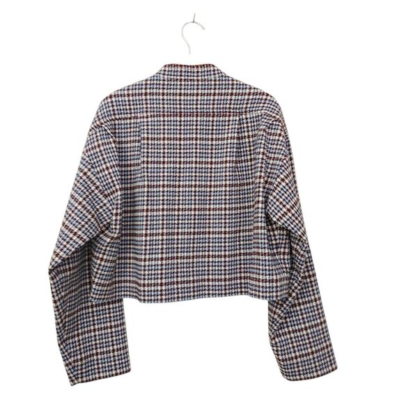 Rebecca Taylor Techy Houndstooth Jacket Womens Large Wool Blend Button Cropped - Picture 8 of 13